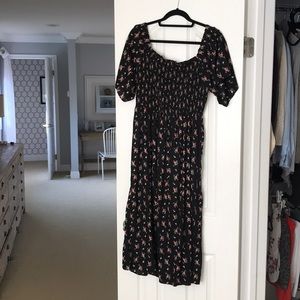 Topshop Shirred Sleeve Midi Dress women’s size 8